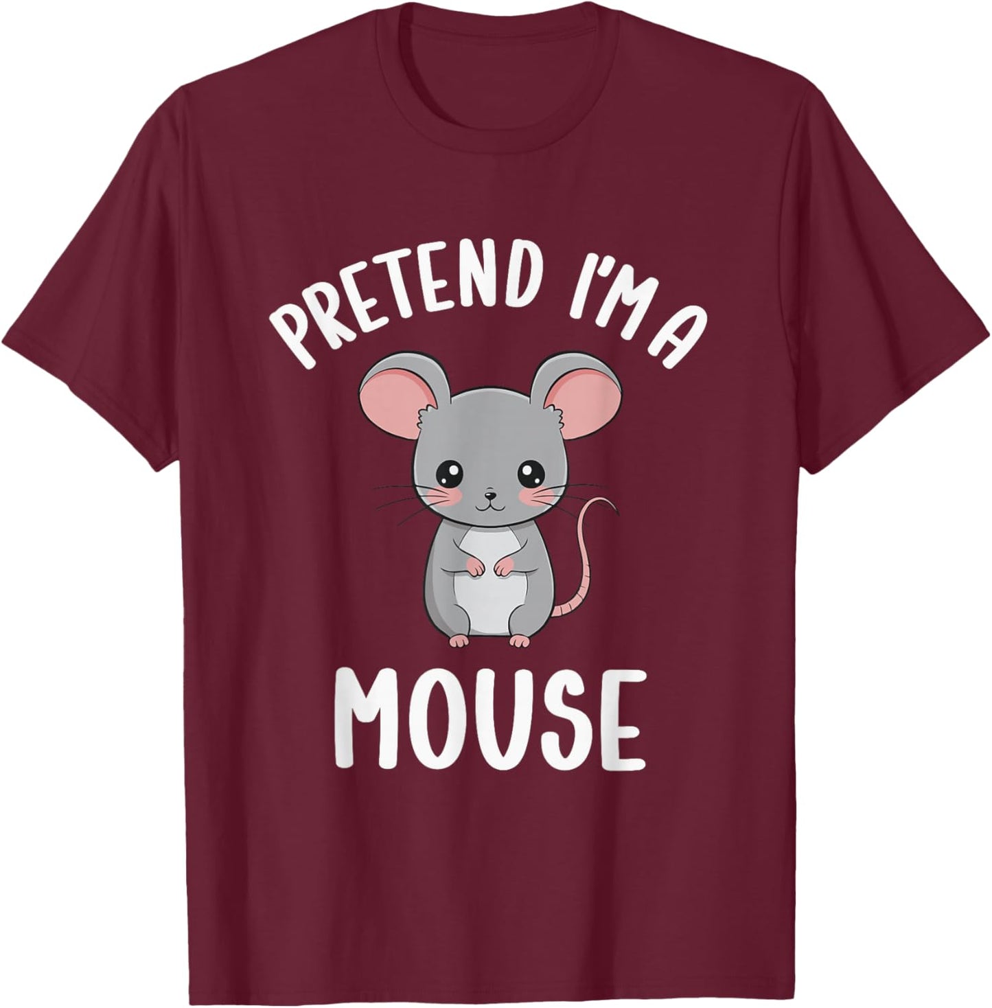 Pretend I'm A Mouse Kids Funny Mouse Halloween Costume T-Shirt - T-Shirt | Maroon