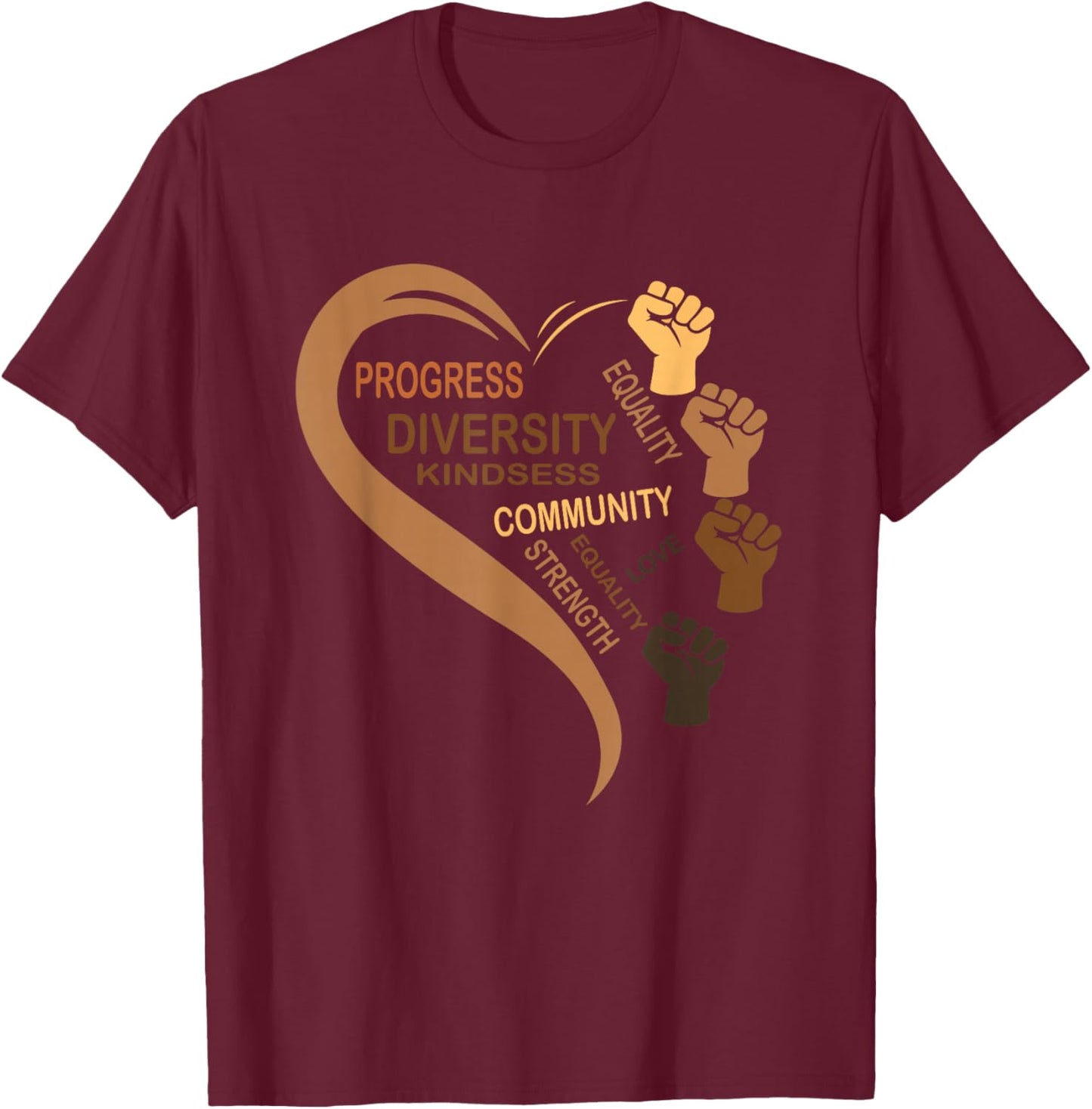 Black History Month Heart Blackity Love Melanin Afro Queen T-Shirt - T-Shirt | Maroon
