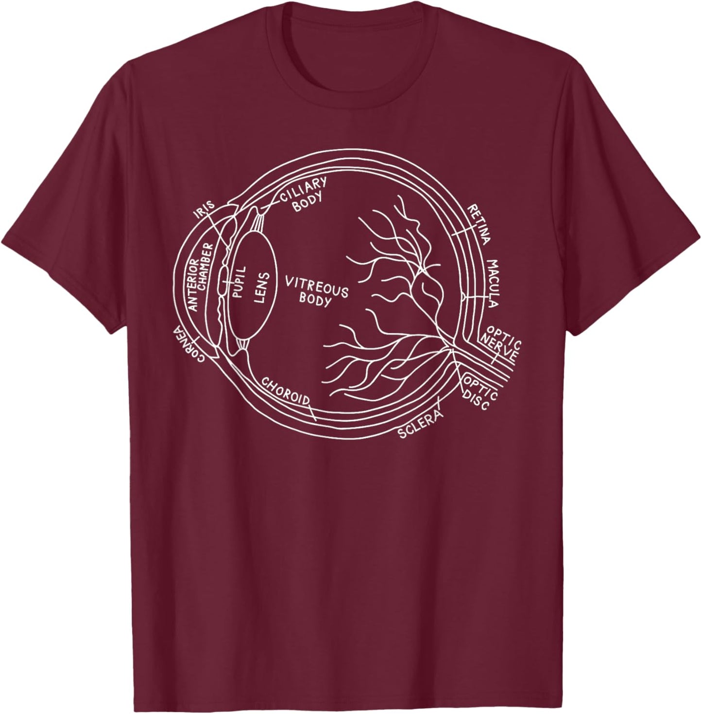 Vintage Eye Anatomy Eyeball Optometrist Ophthalmic Tech T-Shirt - T-Shirt | Maroon