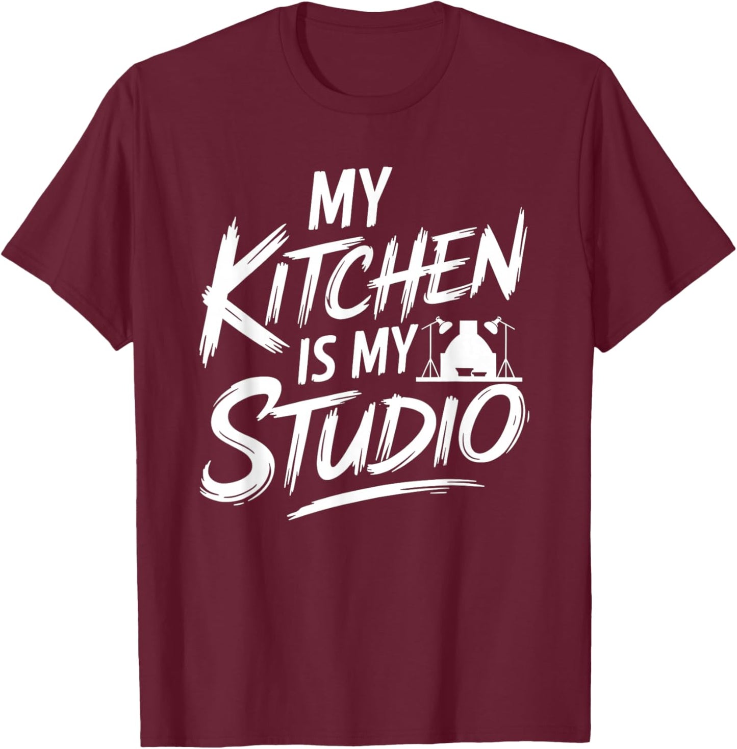 My Kitchen is My Studio Food Influencer Chef Cook Vlogger T-Shirt - T-Shirt | Maroon