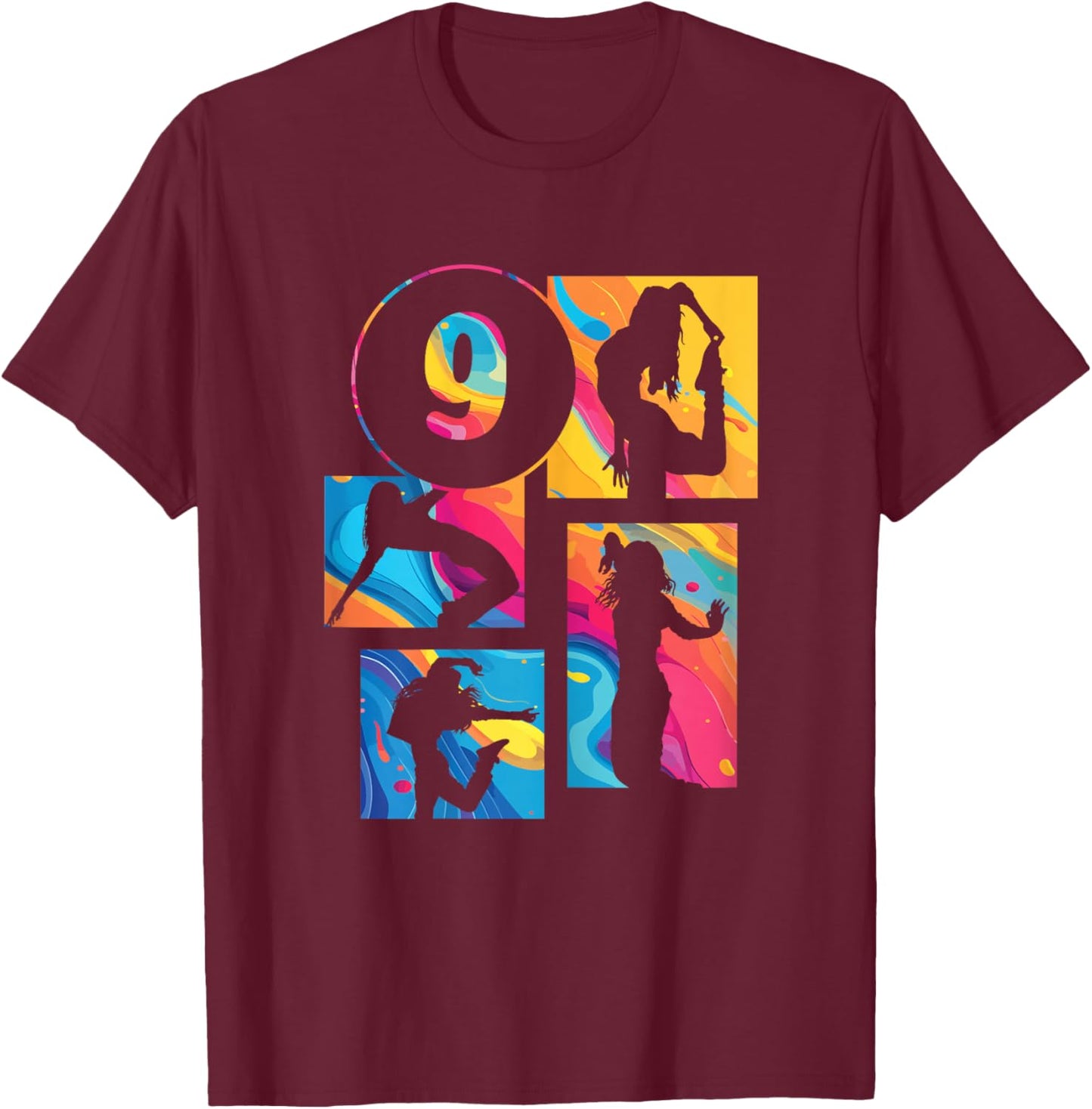9th Birthday Girl Hip Hop Dancer Breakdancer 9 Years Old T-Shirt - T-Shirt | Maroon