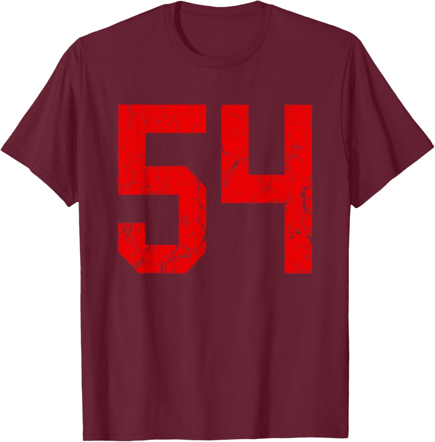 Distressed Red Number 54 Jersey Player Uniform #54 T-Shirt - T-Shirt | Maroon