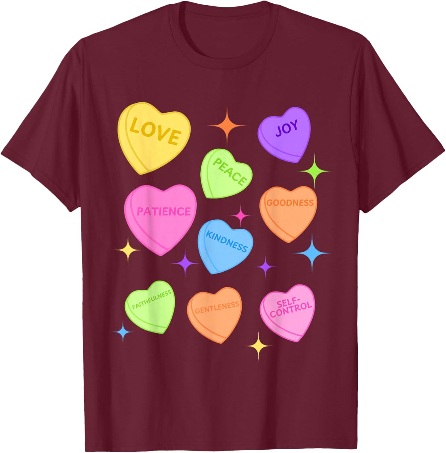 Fruits of Spirit Valentine Christian Valentine Hearts T-Shirt - T-Shirt | Maroon