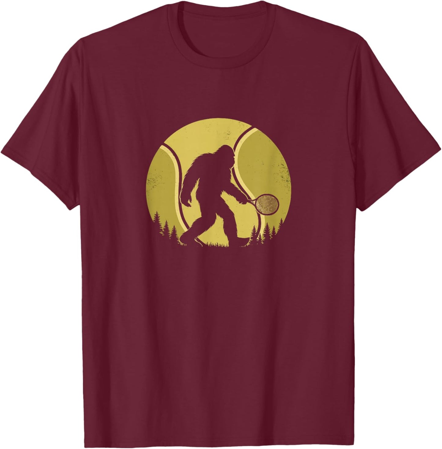 Funny Bigfoot Shirt Tennis Ball Men Women T-Shirt - T-Shirt | Maroon