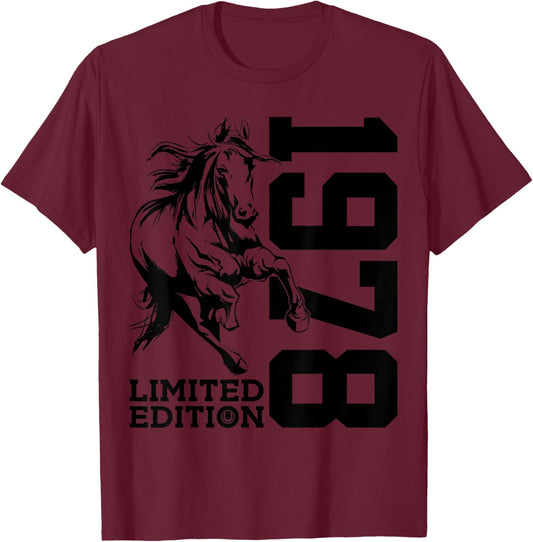 Riding 48TH Birthday Horse Limited Edition 1978 Rider T-Shirt - T-Shirt | Maroon
