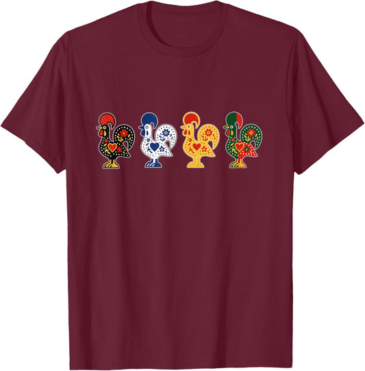 Portuguese Galo de Barcelos Portugal Lisbon Rooster T-Shirt - T-Shirt | Maroon