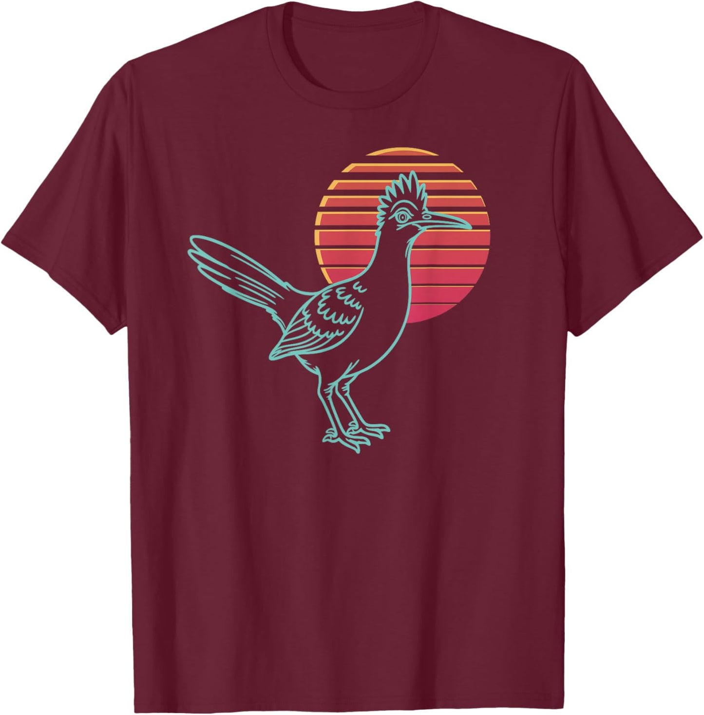 Roadrunner Lover Animal Retro Synthwave 80s T-Shirt - T-Shirt | Maroon
