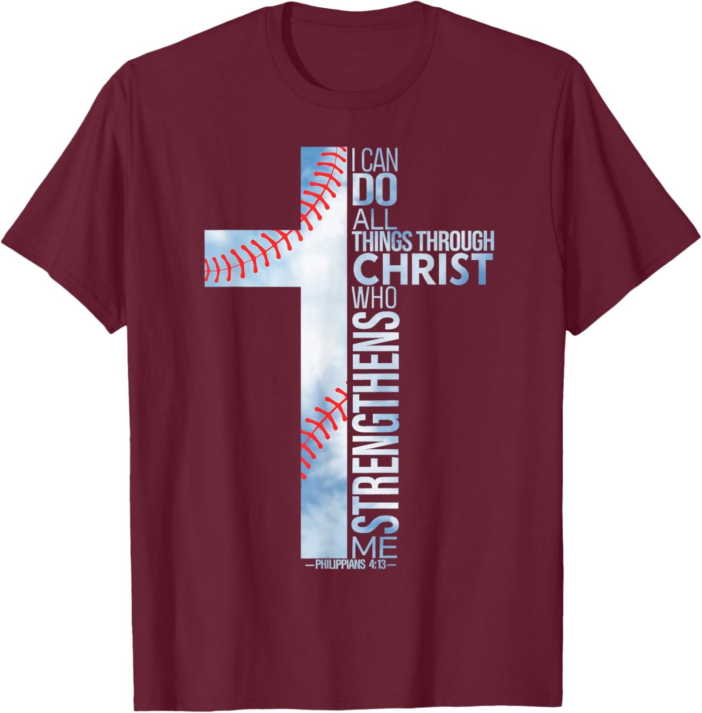 Youth Christian Baseball Men Player Team Religious Graphic T-Shirt - T-Shirt | Maroon