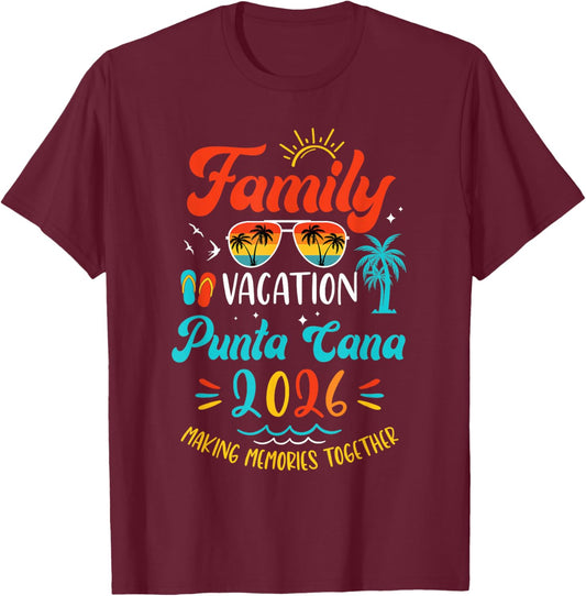 Family Vacation 2026 Punta Cana Matching Summer Vacation T-Shirt - T-Shirt | Maroon