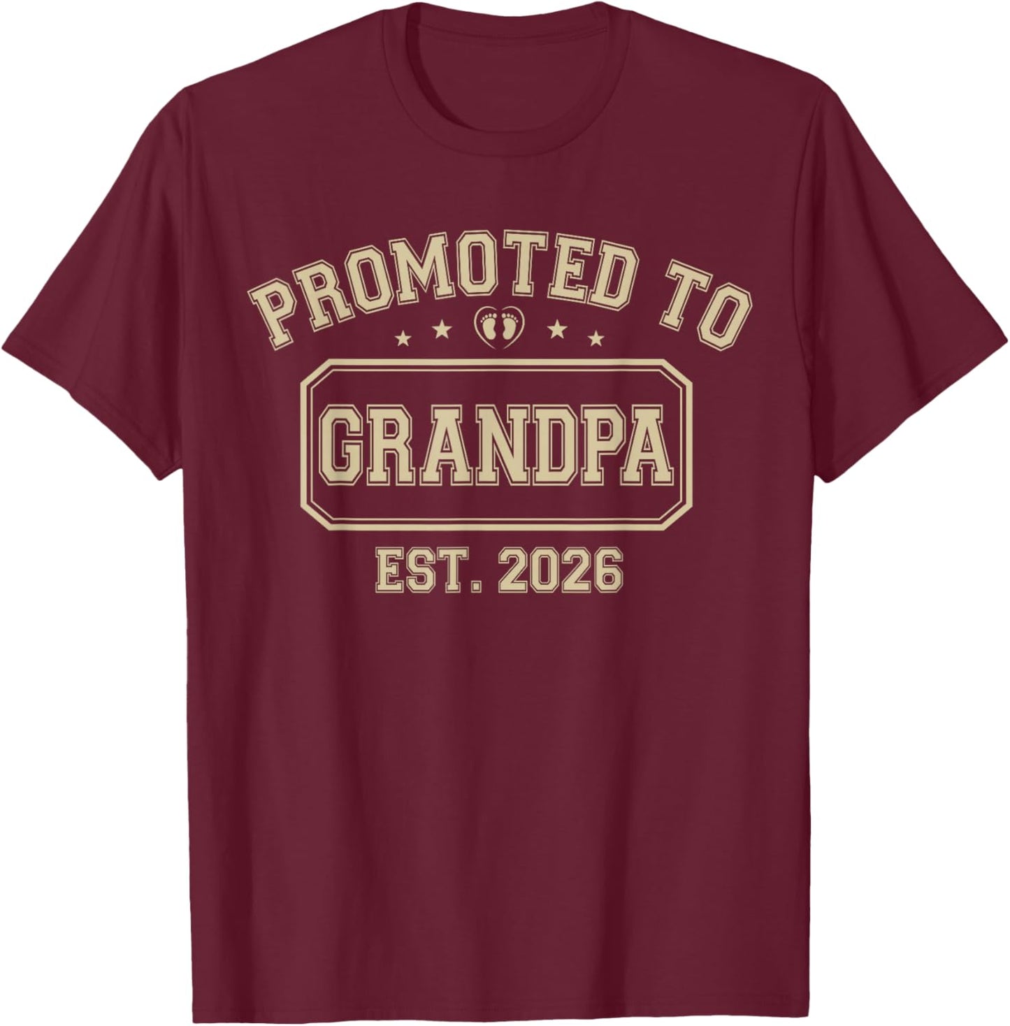 Promoted to Grandpa est. 2026 Grandparents Baby Announcement T-Shirt - T-Shirt | Maroon