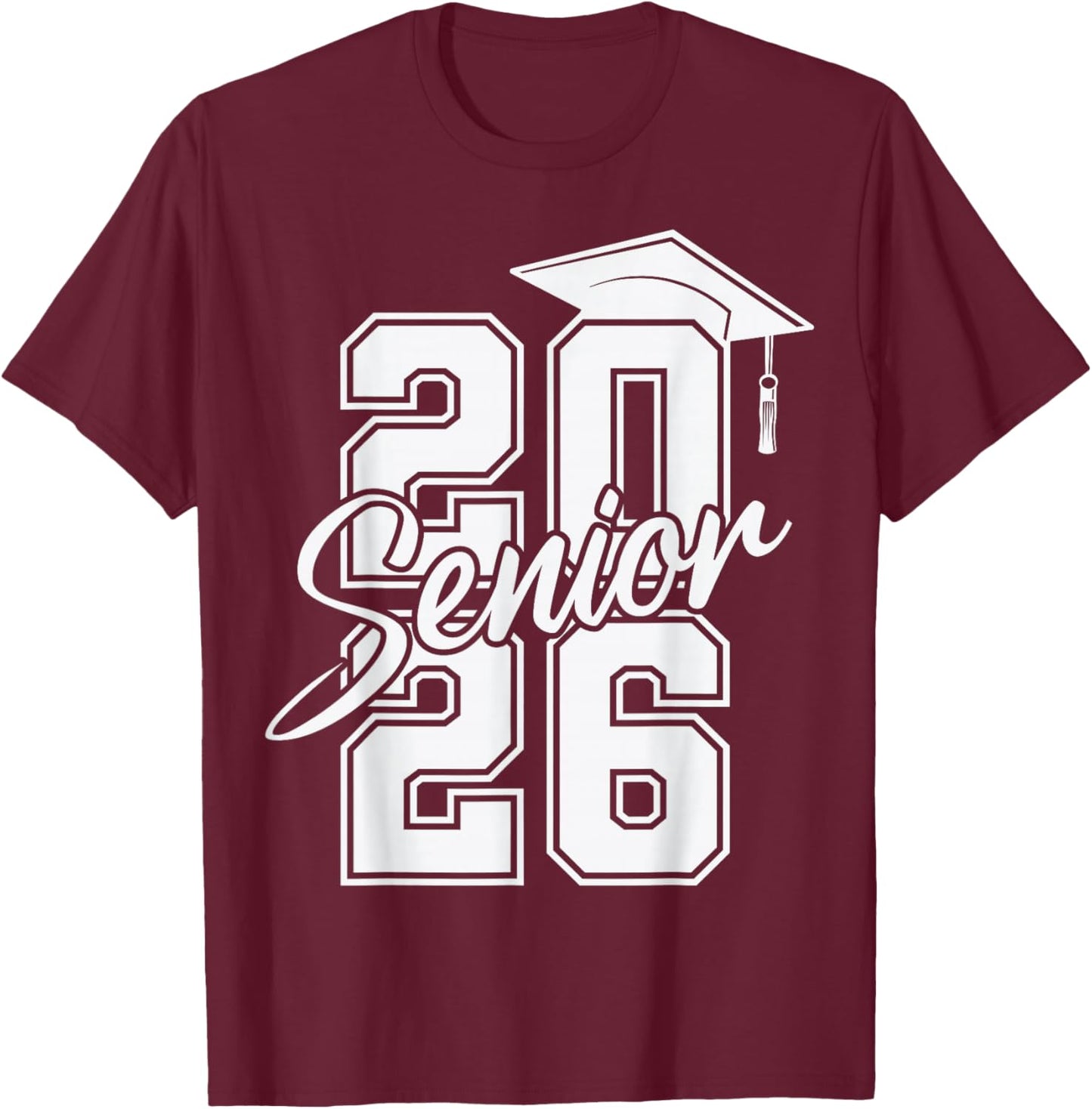 Class of 2026 Senior Graduation from High School College T-Shirt - T-Shirt | Maroon