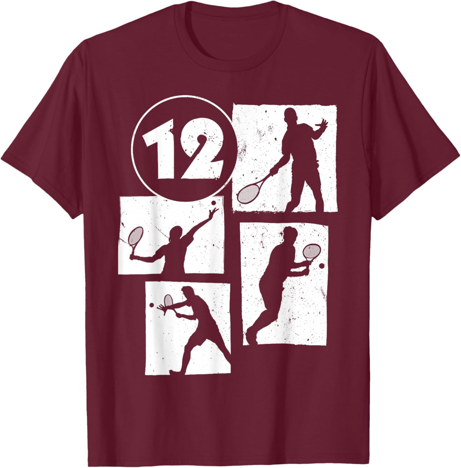 12th Birthday Boys Tennis Player Tennis 12 Years Old T-Shirt - T-Shirt | Maroon