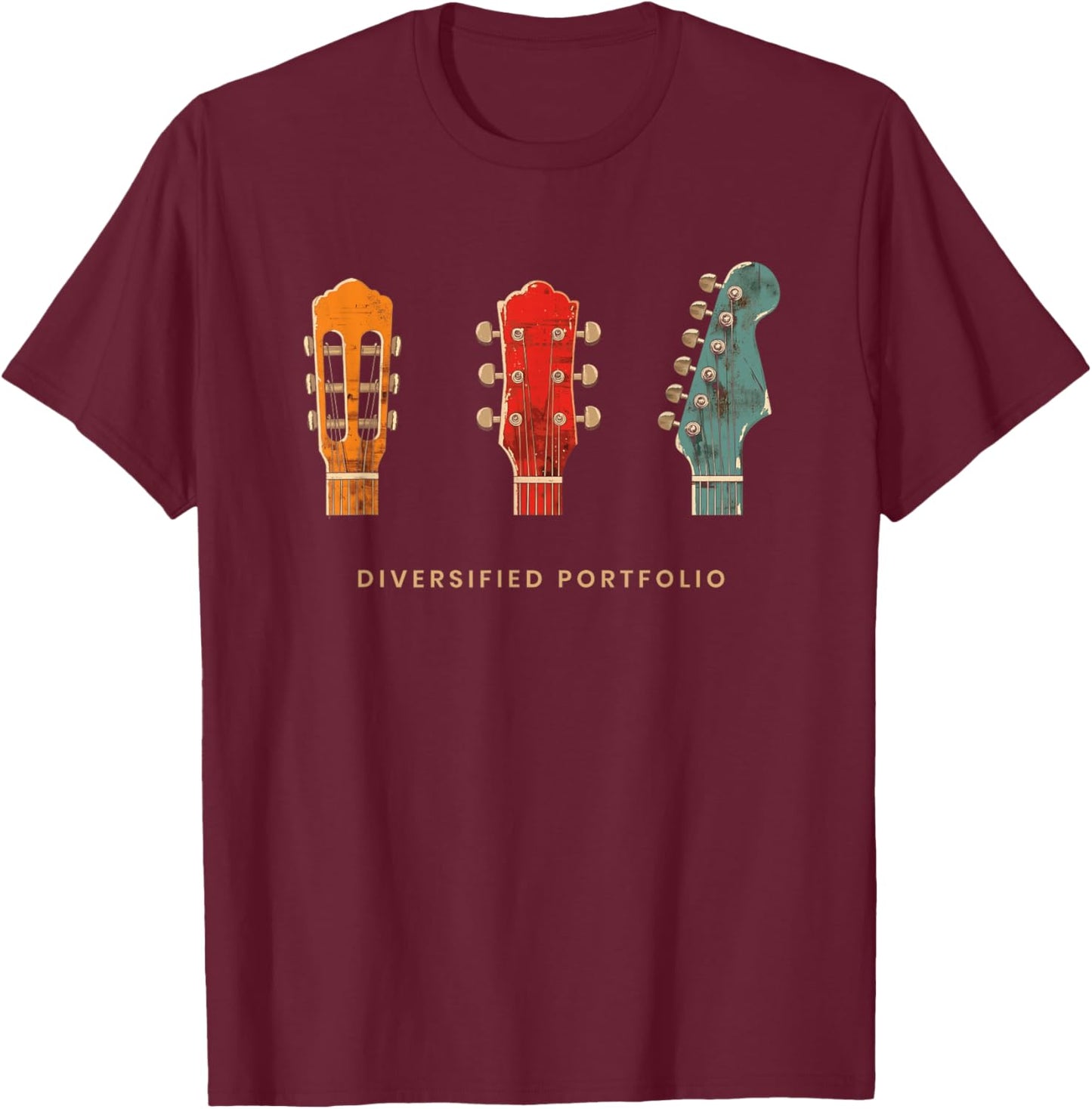 Diversified Portfolio Headstocks Men Women Guitar Graphic T-Shirt - T-Shirt | Maroon