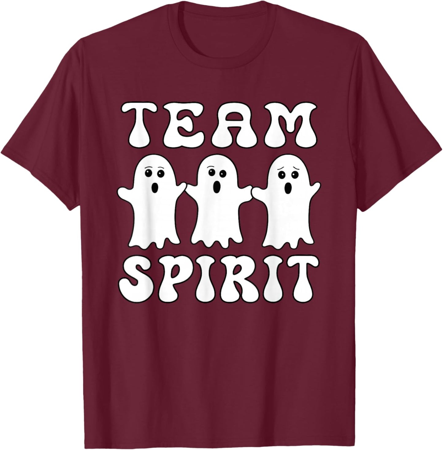Funny Ghost Team Spirit Halloween Matching Group T-Shirt - T-Shirt | Maroon