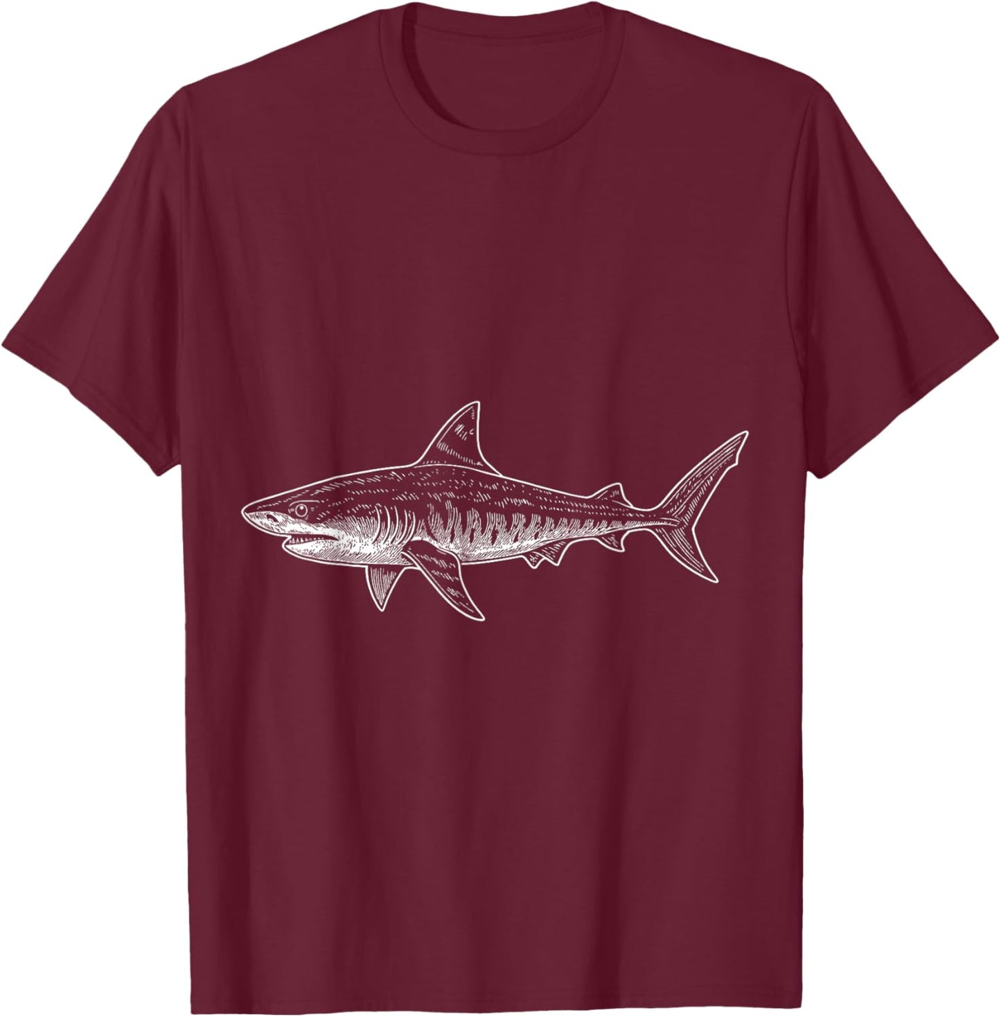 Tiger Shark Illustration Shark Lover T-Shirt - T-Shirt | Maroon
