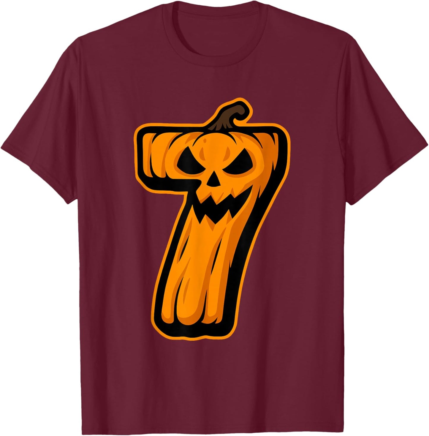 Couple Halloween Costume Duo Costume 6 7 Pumpkin Number 7 T-Shirt - T-Shirt | Maroon