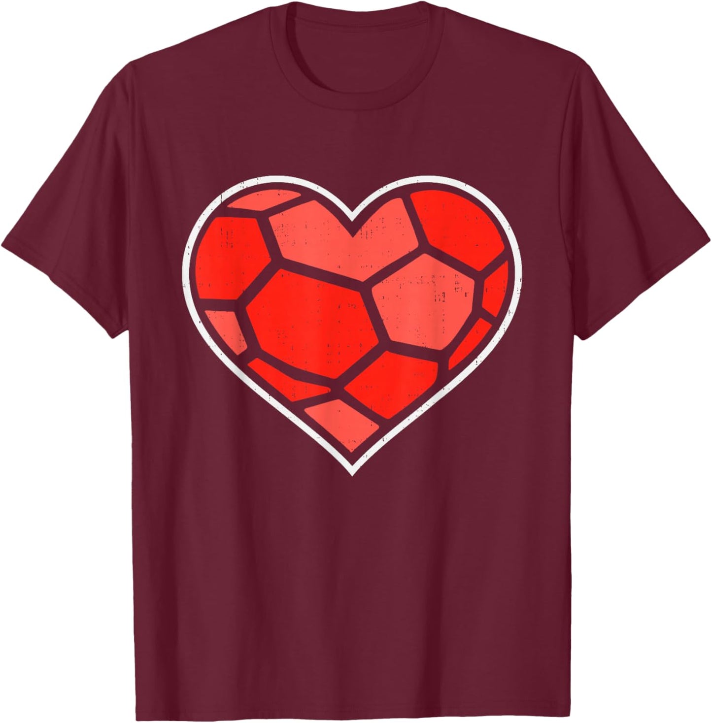 Soccer Heart Love Sport Valentines Day Men Women Boys Kids T-Shirt - T-Shirt | Maroon
