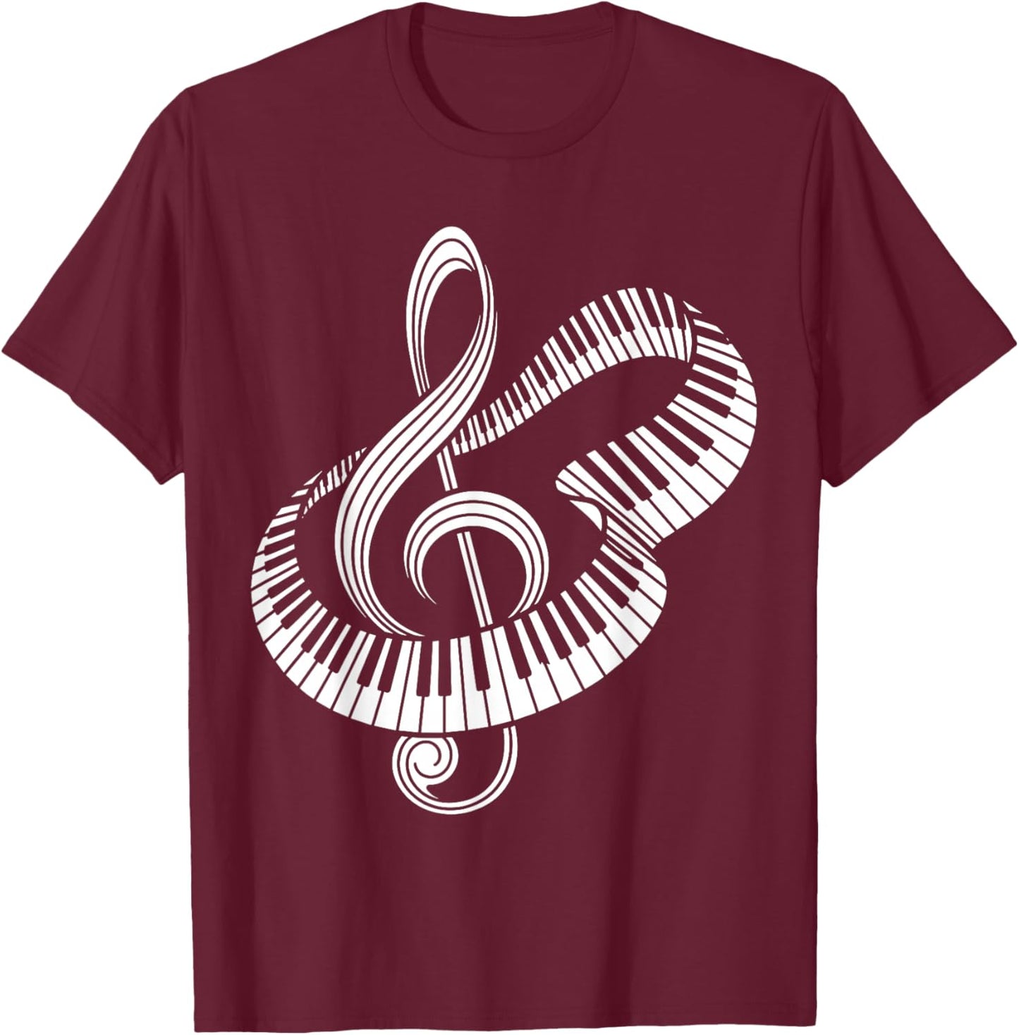 Pianist Music Note Treble Clef Piano Player Keyboard Teacher T-Shirt - T-Shirt | Maroon