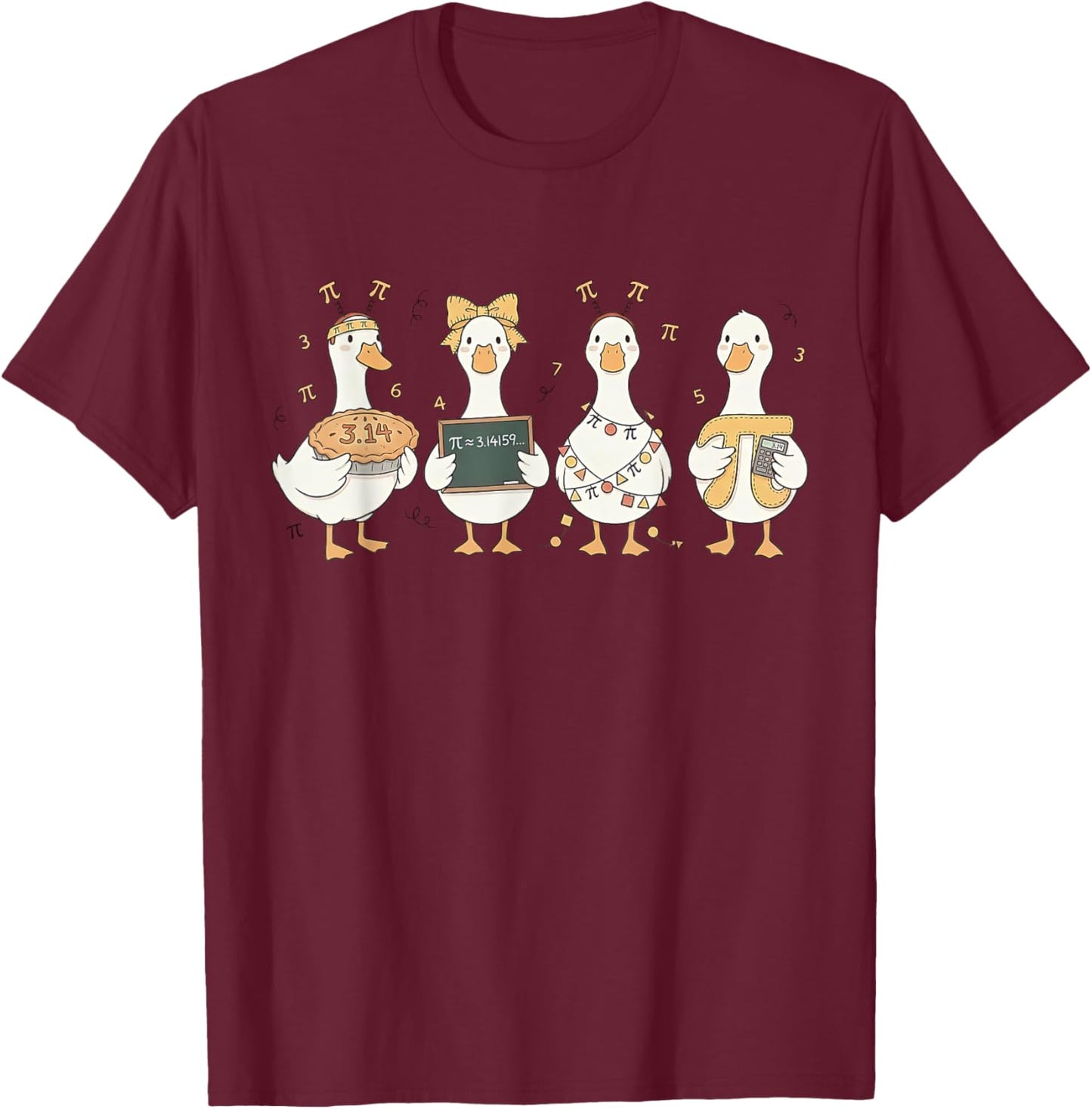 Happy 3 14 Pi Day Silly Goose Math Teacher Mathematics Pun T-Shirt - T-Shirt | Maroon