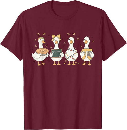 Happy 3 14 Pi Day Silly Goose Math Teacher Mathematics Pun T-Shirt - T-Shirt | Maroon