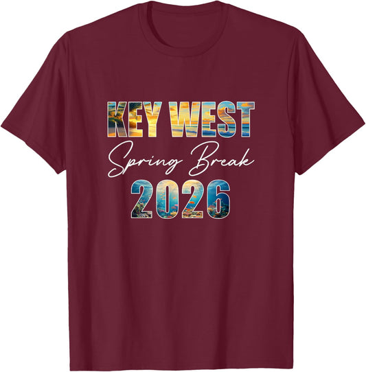 Key West Spring Break 2026 Summer Vacation Beach T-Shirt - T-Shirt | Maroon
