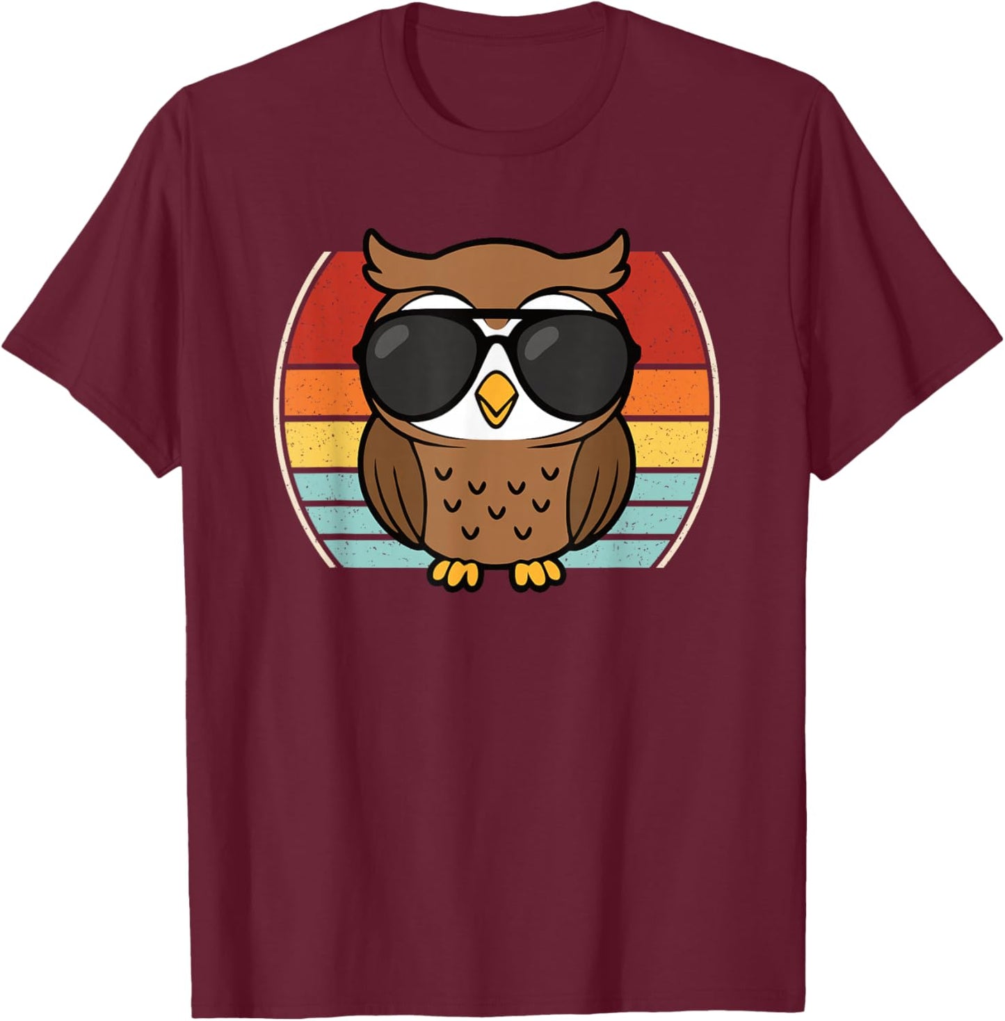 Cool Owl Lover Men Boys Kids T-Shirt - T-Shirt | Maroon