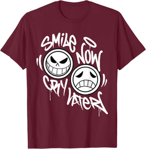 Smile Now Cry Later Graffiti T-Shirt - T-Shirt | Maroon