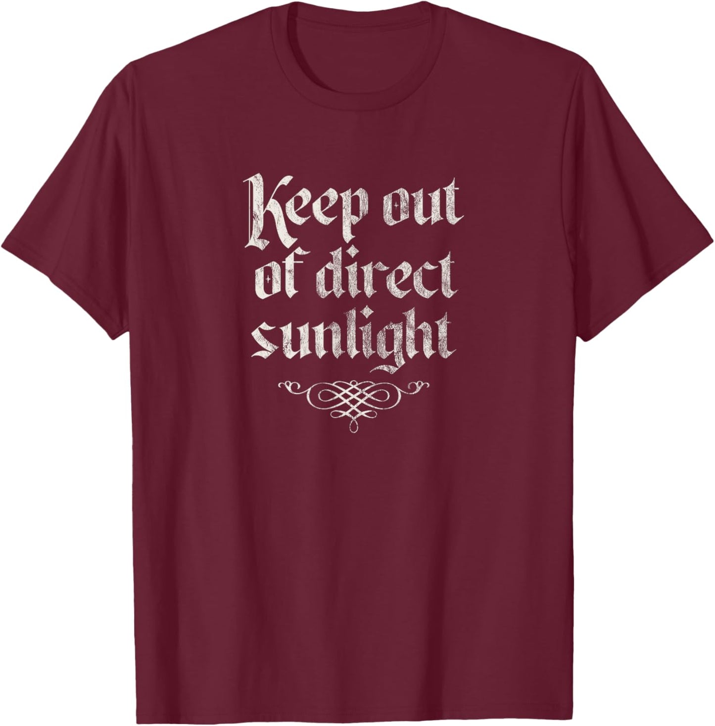 Keep Out of Direct Sunlight, Retro Vintage Halloween Vampire T-Shirt - T-Shirt | Maroon