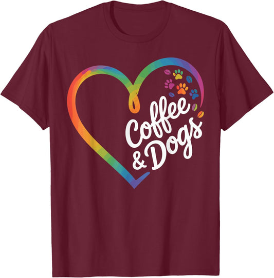 Coffee and Dogs T-Shirt - T-Shirt | Maroon
