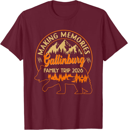 Gatlinburg Family Trip 2026 Tennessee Camping Vacation T-Shirt - T-Shirt | Maroon