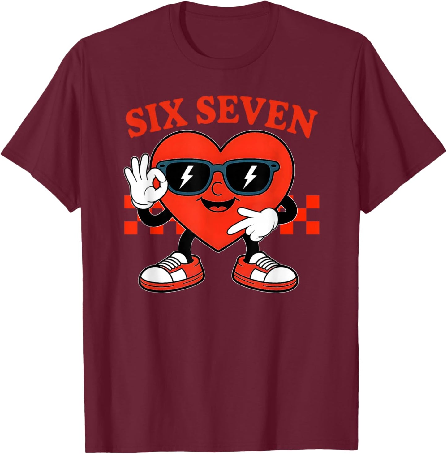 67 Shirt Boys Kids Funny Six Seven 6 7 Valentine Day 67 Meme T-Shirt - T-Shirt | Maroon