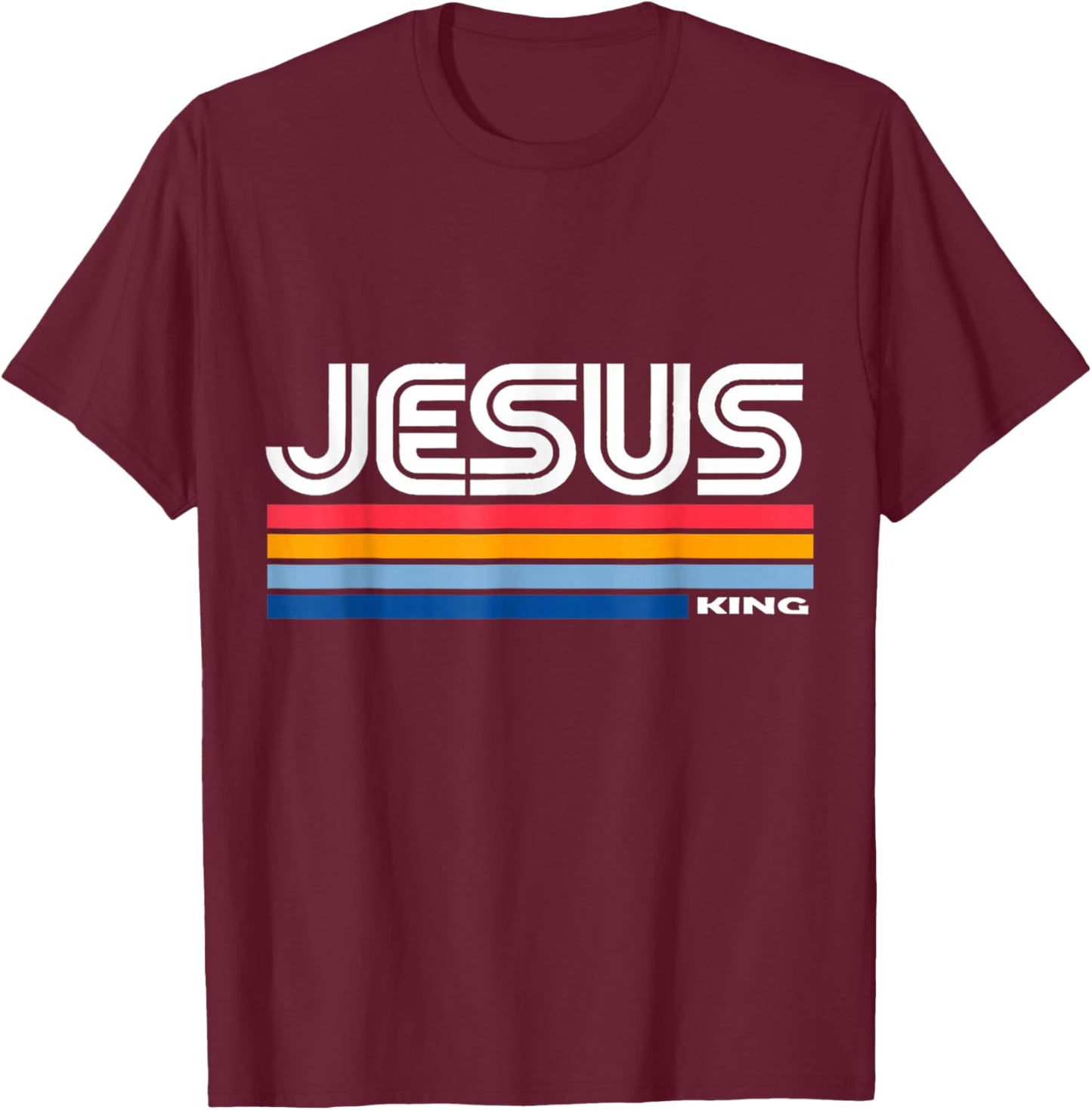 Jesus King Retro Vintage Design T-Shirt - T-Shirt | Maroon