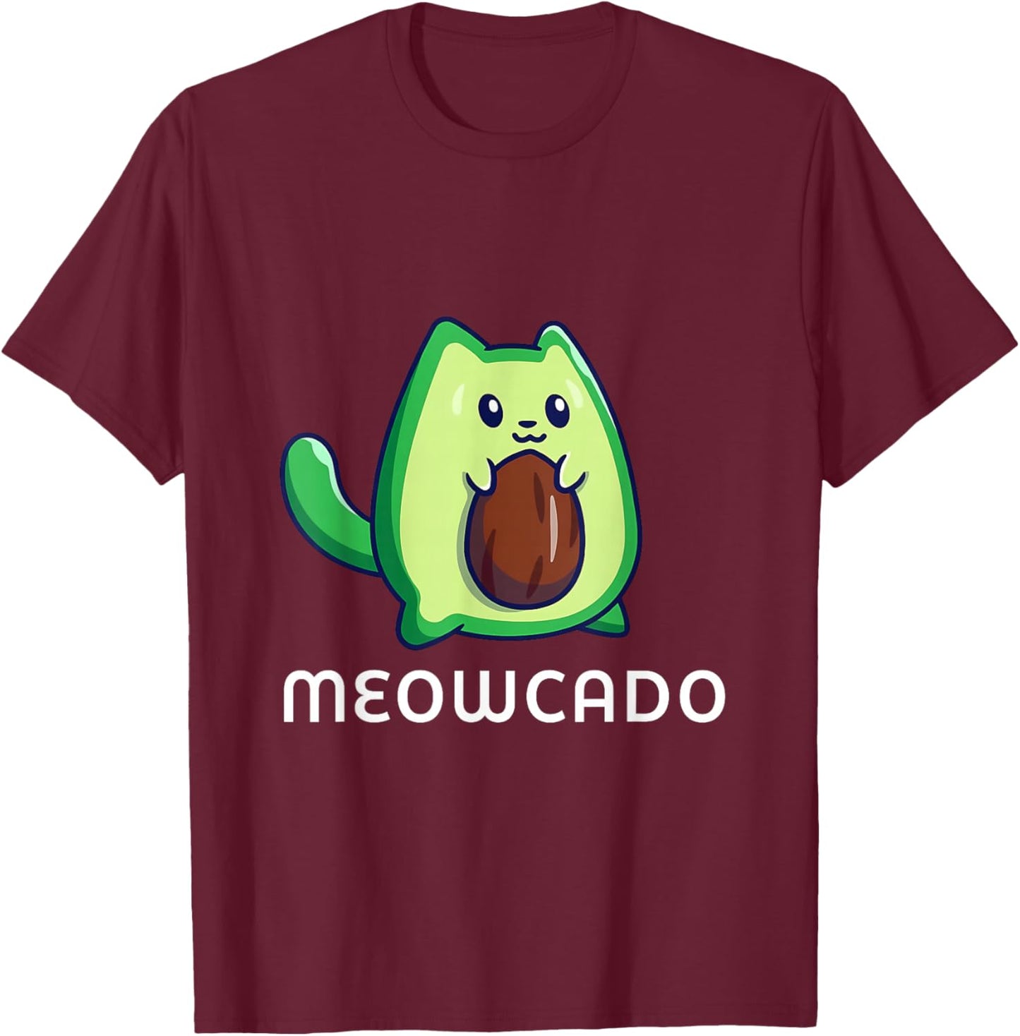 Meowcado Avocado Cat Funny Cute Kawaii Animal Meme T-Shirt - T-Shirt | Maroon