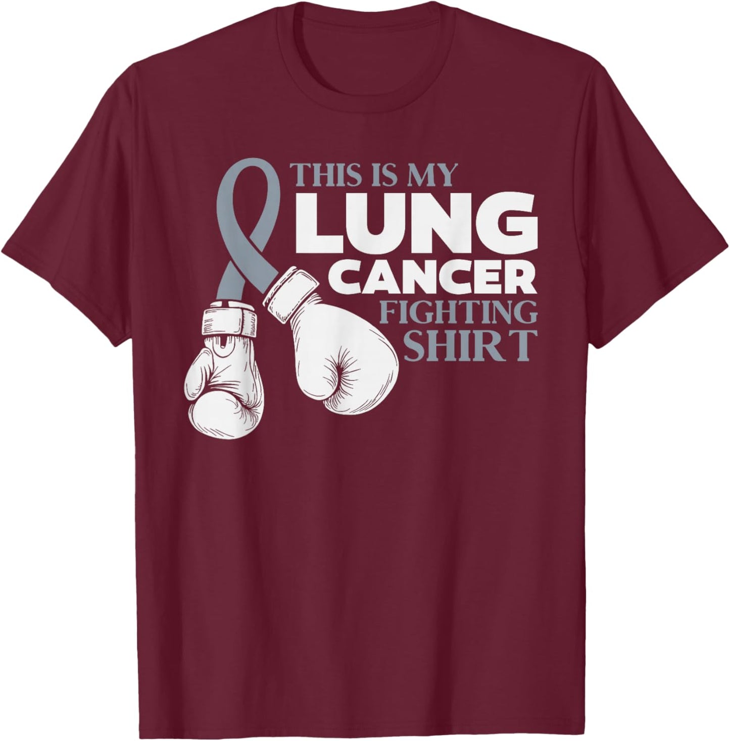 This is My Lung Cancer Month Awareness White Ribbon Support T-Shirt - T-Shirt | Maroon