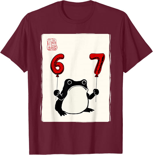 Six Seven 67 Meme Men Women Kids Funny 6-7 T-Shirt - T-Shirt | Maroon