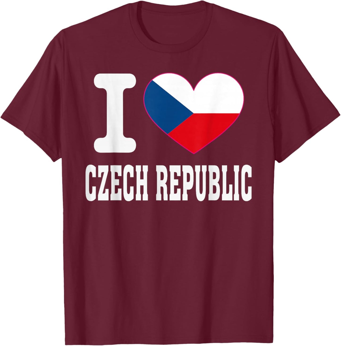 I Love Czech Republic Heart Souvenir Lovers Pride Travel T-Shirt - T-Shirt | Maroon