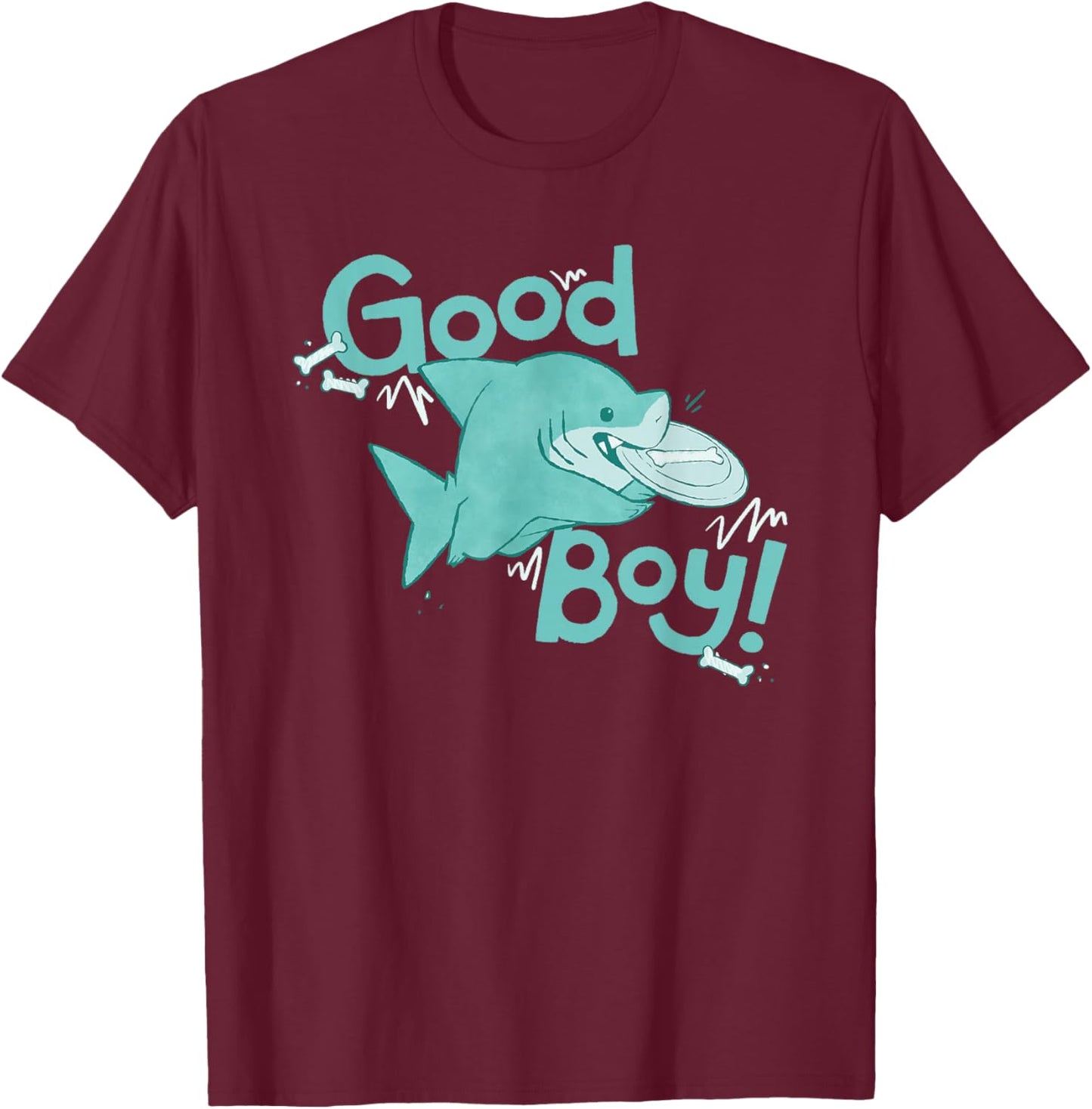 Marvel Jeff The Land Shark Good Boy! Snacky Bone Fetch T-Shirt - T-Shirt | Maroon