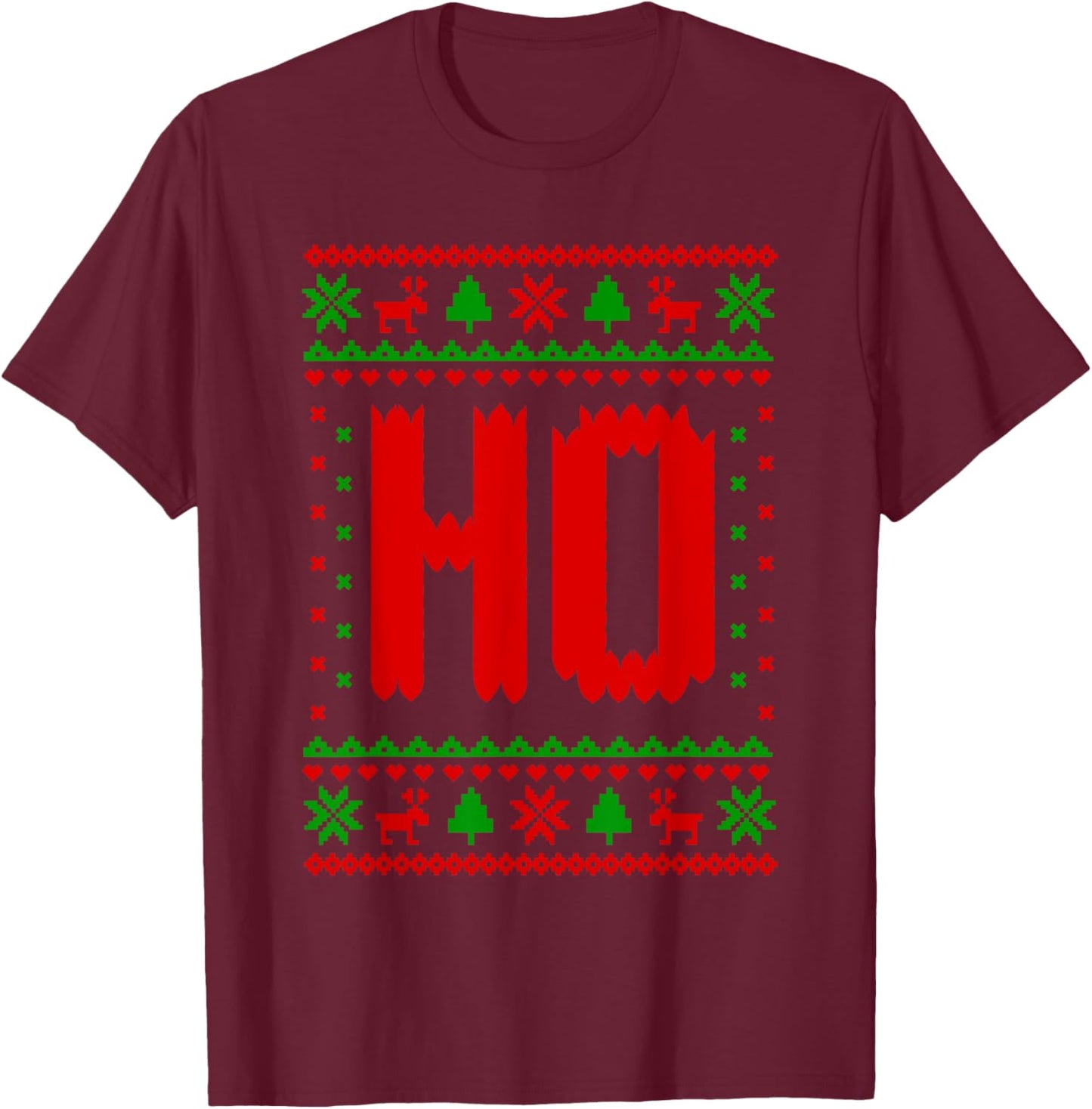 Where's My Ho at? Ho Merry Christmas Holiday Couples Ugly T-Shirt - T-Shirt | Maroon
