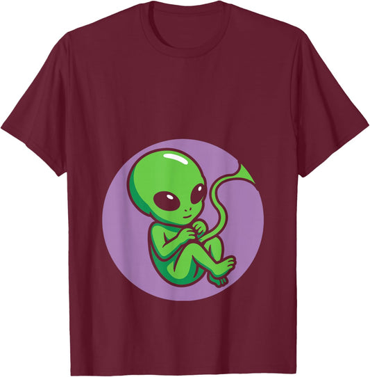 Pregnant Alien - Expectant Mom to Be Fetus Embryo Baby T-Shirt - T-Shirt | Maroon