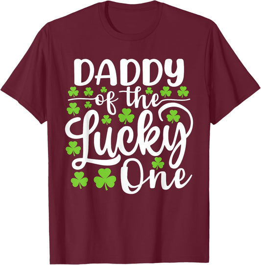 Daddy of The Lucky One First Birthday St Patrick's Day T-Shirt - T-Shirt | Maroon