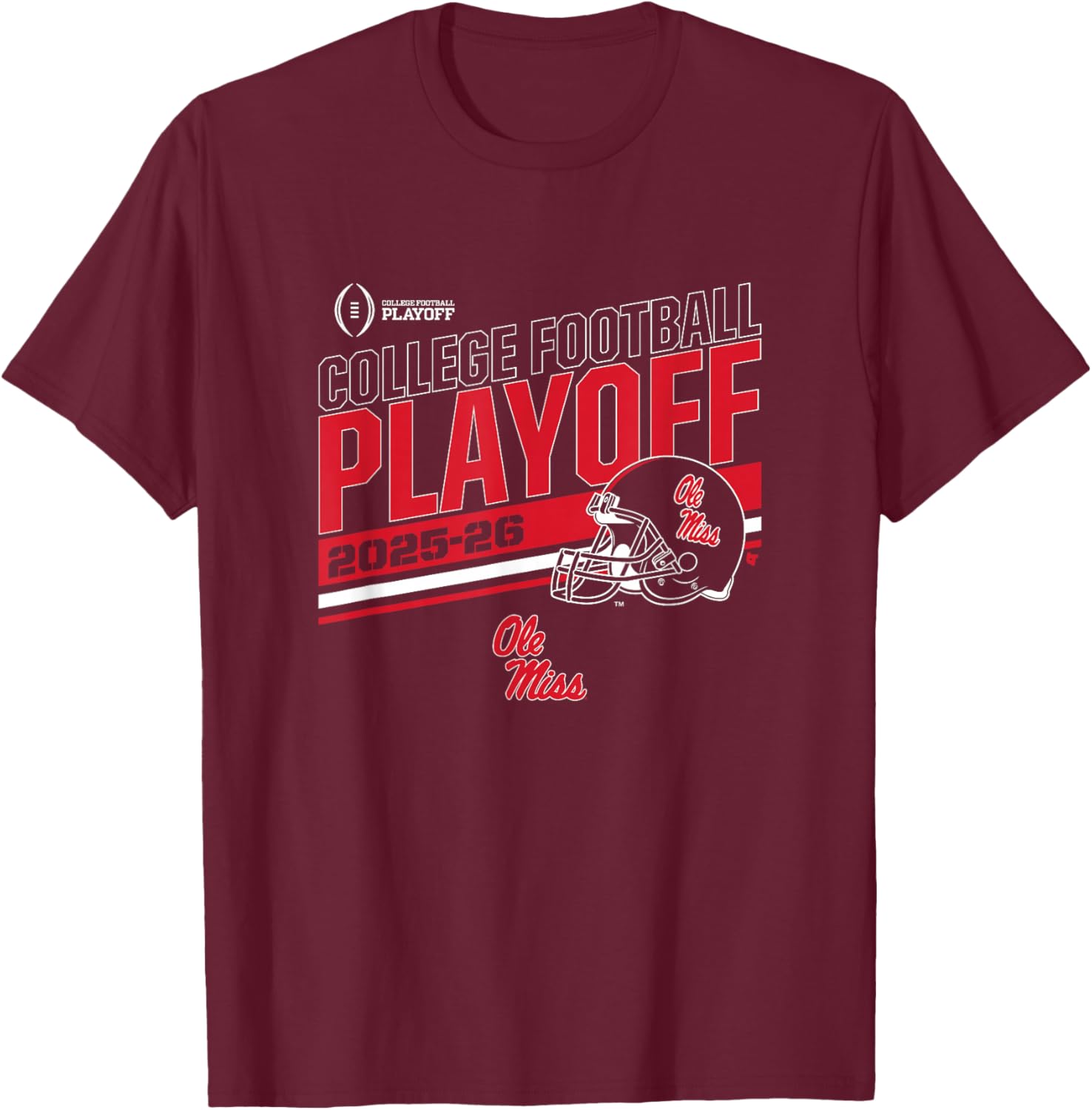 Ole Miss Rebels College Football Playoff Stripe 2025 T-Shirt - T-Shirt | Maroon