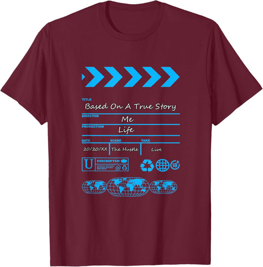 Blue Color Like A Movie Blue Graphic T-Shirt - T-Shirt | Maroon
