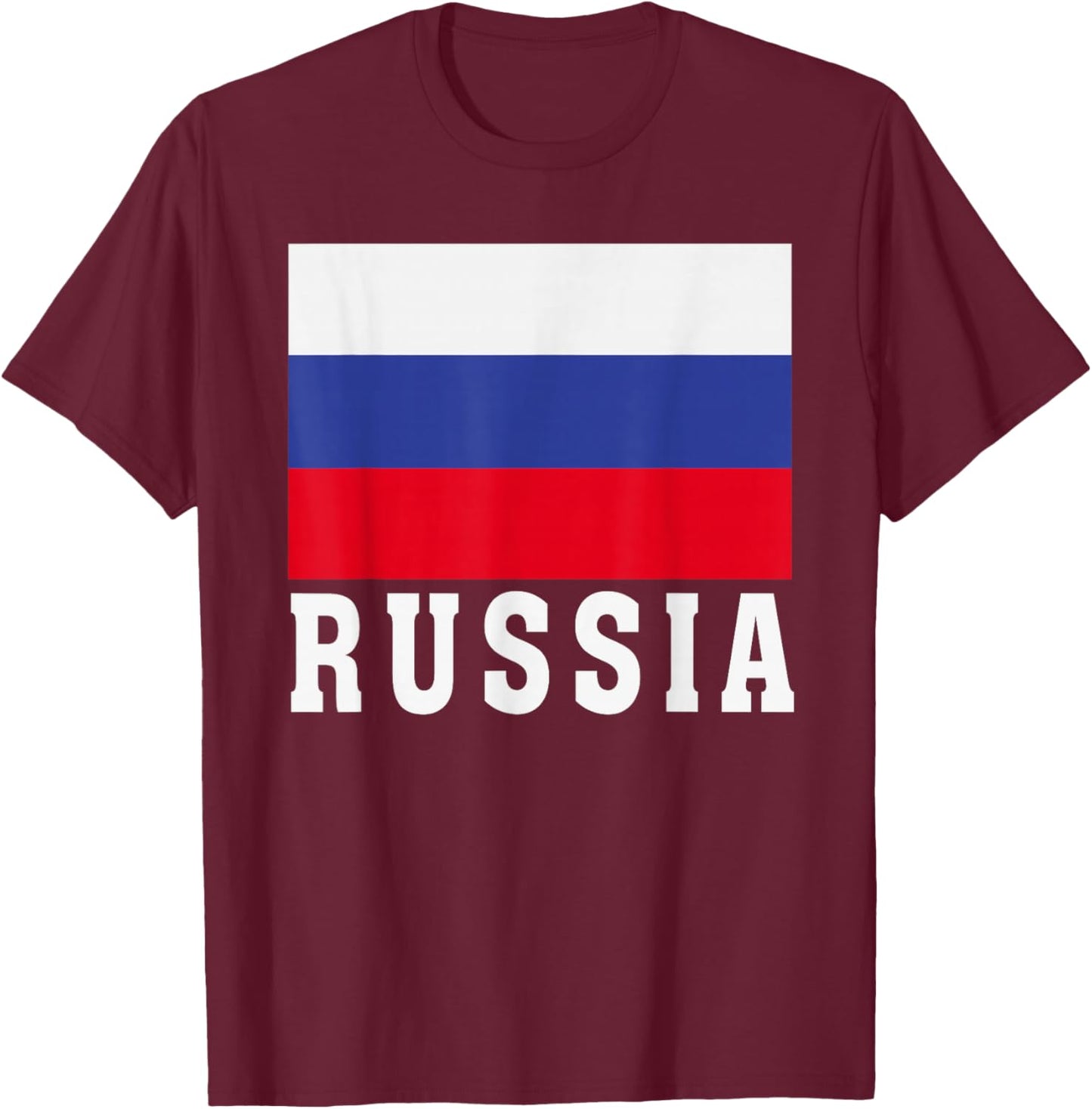 Russia Flag Patriotic National Roots Souvenir T-Shirt - T-Shirt | Maroon