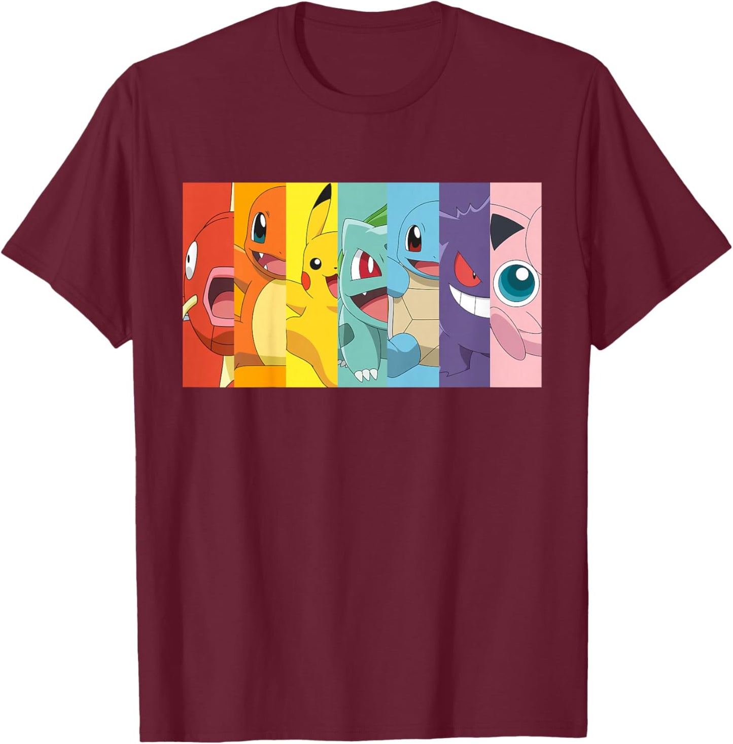 Pokémon Group Shot Poke Portrait Rainbow T-Shirt - T-Shirt | Maroon