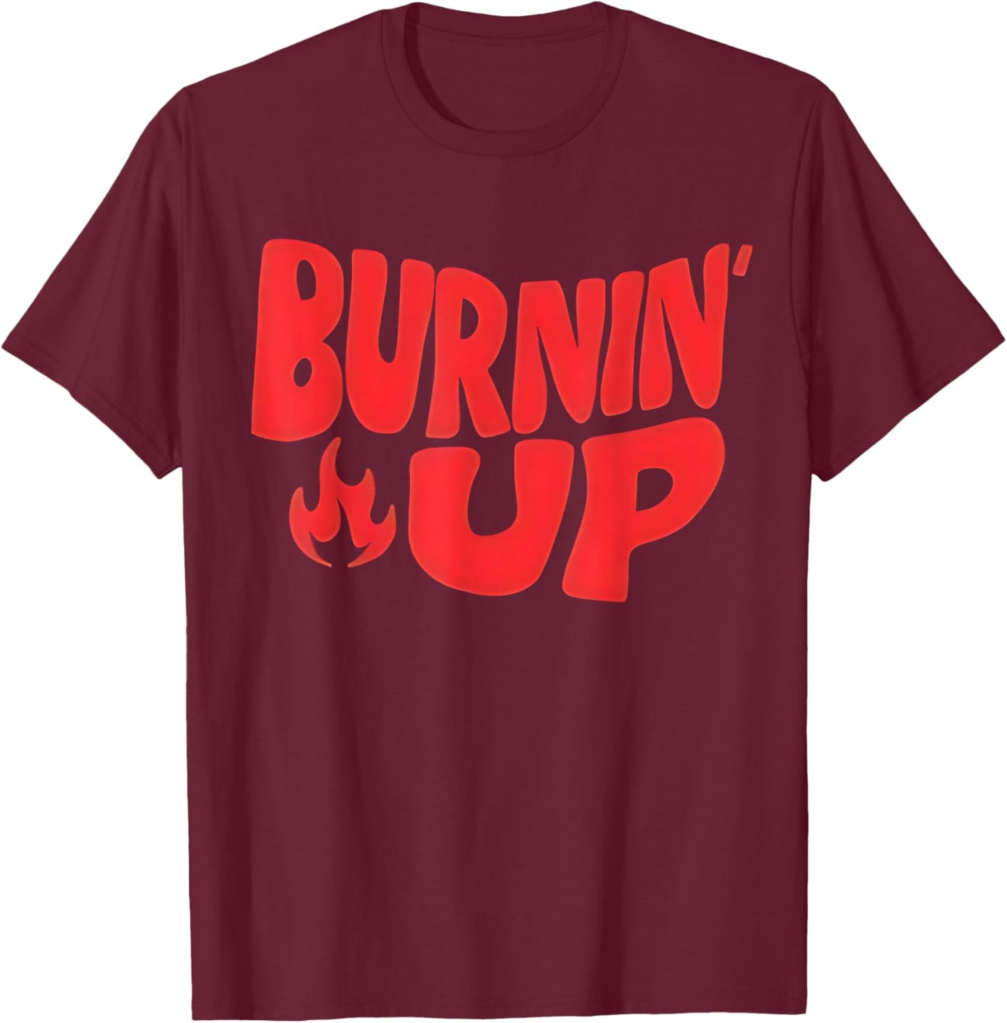 Burnin Up Flames Vintage T-Shirt - T-Shirt | Maroon
