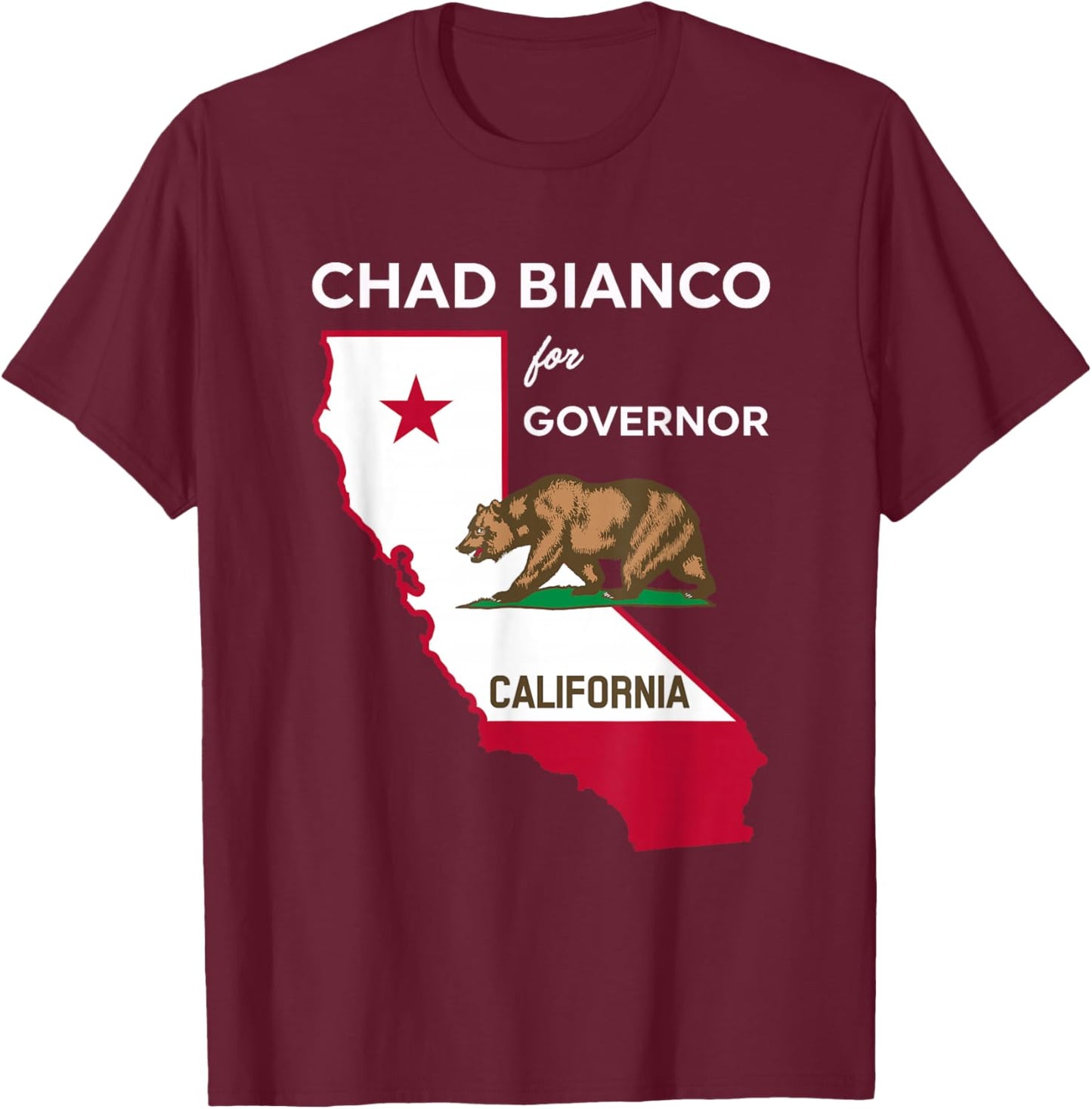 Bicanco 2026 Chad Bianco for Governor of California 2026 T-Shirt - T-Shirt | Maroon