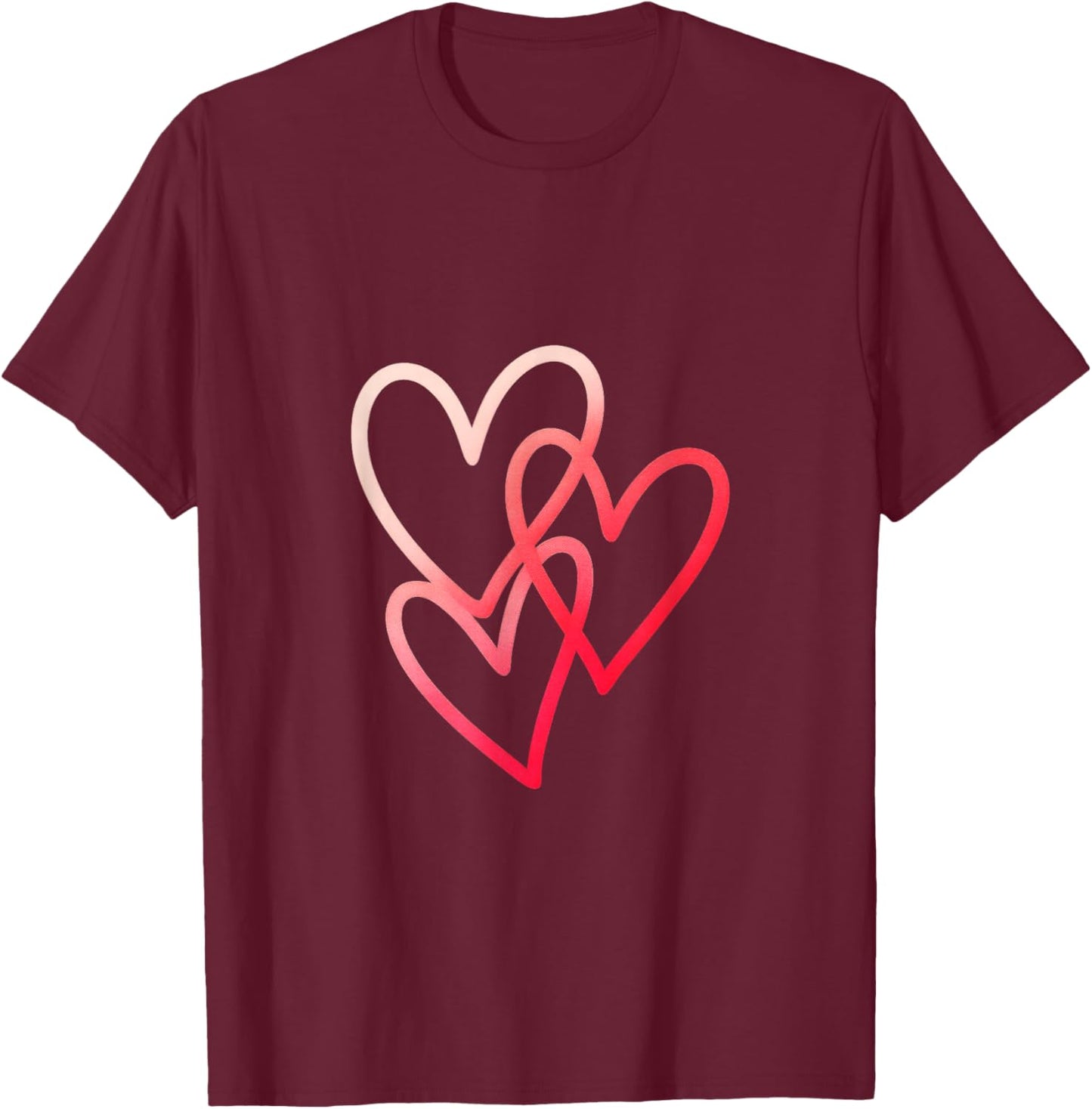 Heart Overlap - Valentines Day Love Design T-Shirt - T-Shirt | Maroon