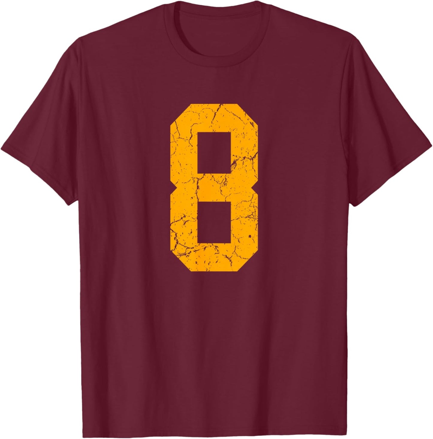 Distressed Orange Number 8 Jersey Player Uniform #8 T-Shirt - T-Shirt | Maroon
