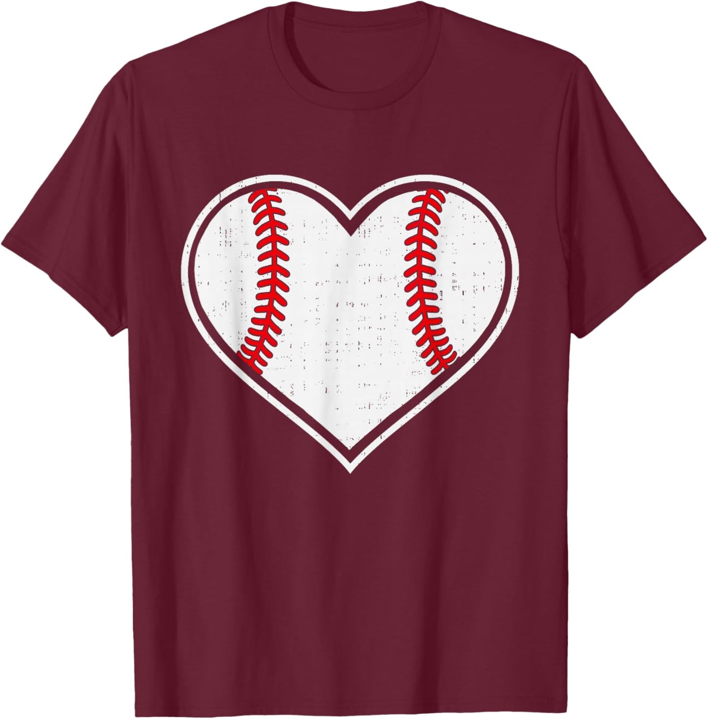 Baseball Heart Love Sport Valentines Day Men Women Boys Kids T-Shirt - T-Shirt | Maroon