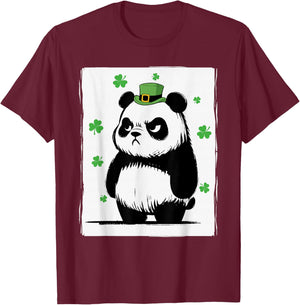 Grumpy Panda St Patty's Shamrock Funny St Patrick's Day T-Shirt - T-Shirt | Maroon